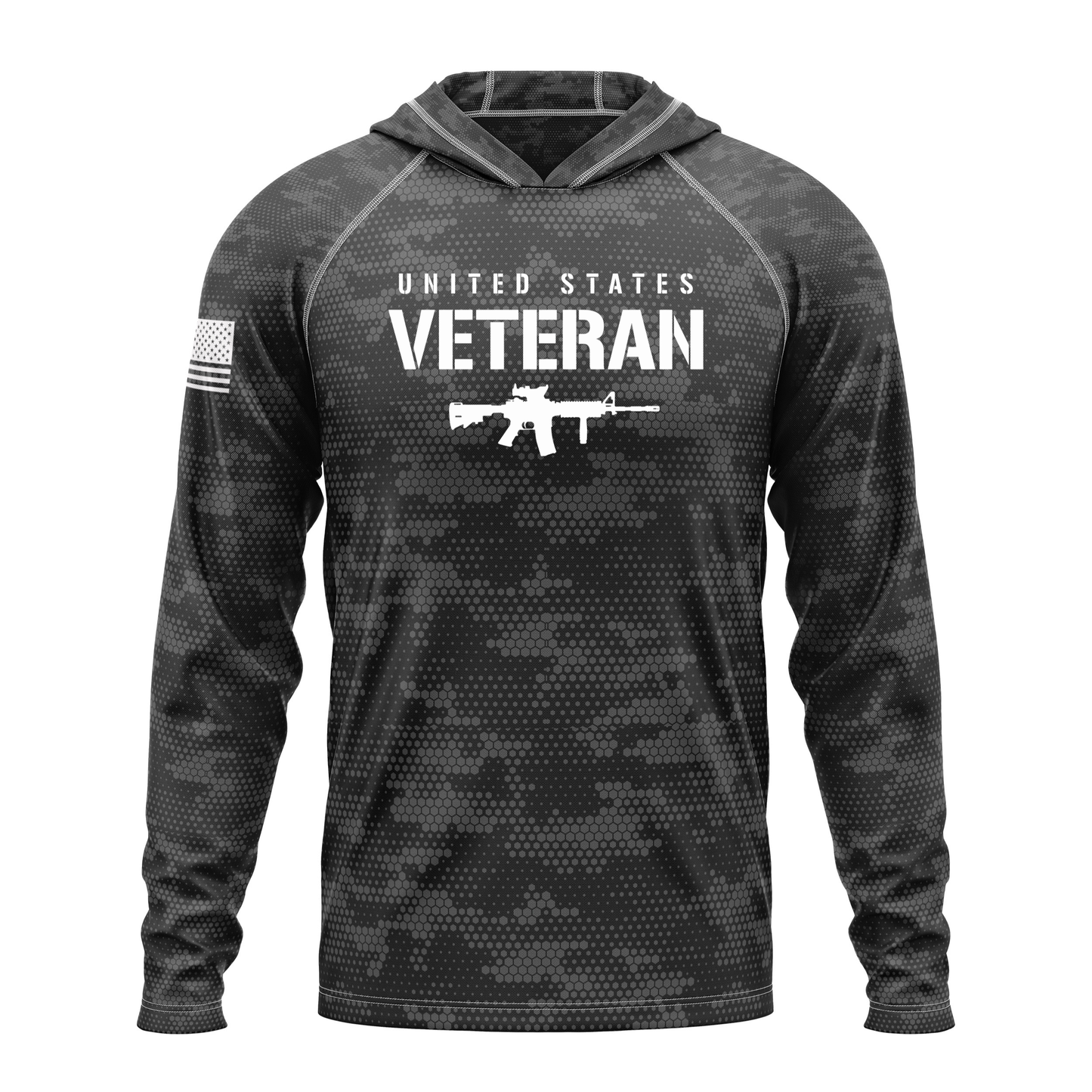United States Veteran SPF50 Performance Hoodie- Black Camo