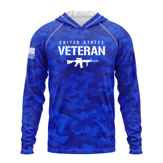 United States Veteran SPF50 Performance Hoodie- Blue Camo