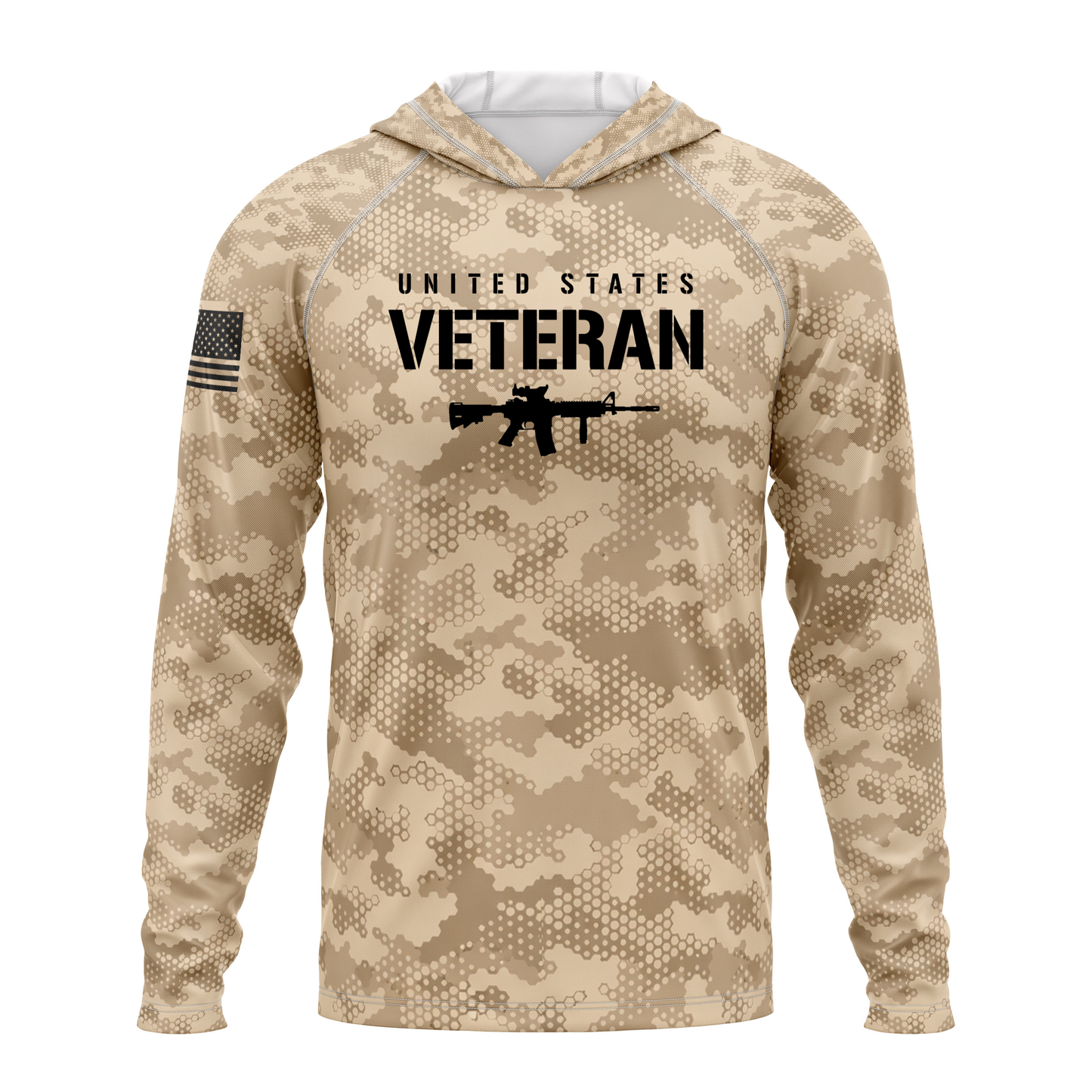 United States Veteran SPF50 Performance Hoodie- Sand Camo