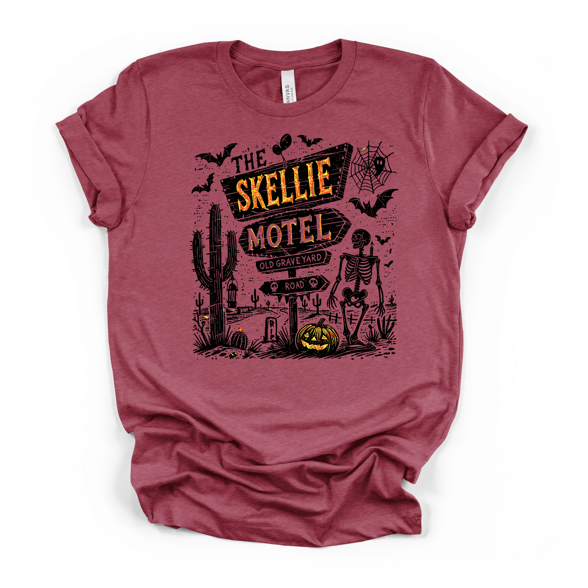 Skellie Motel Halloween T Shirt (Black Design)